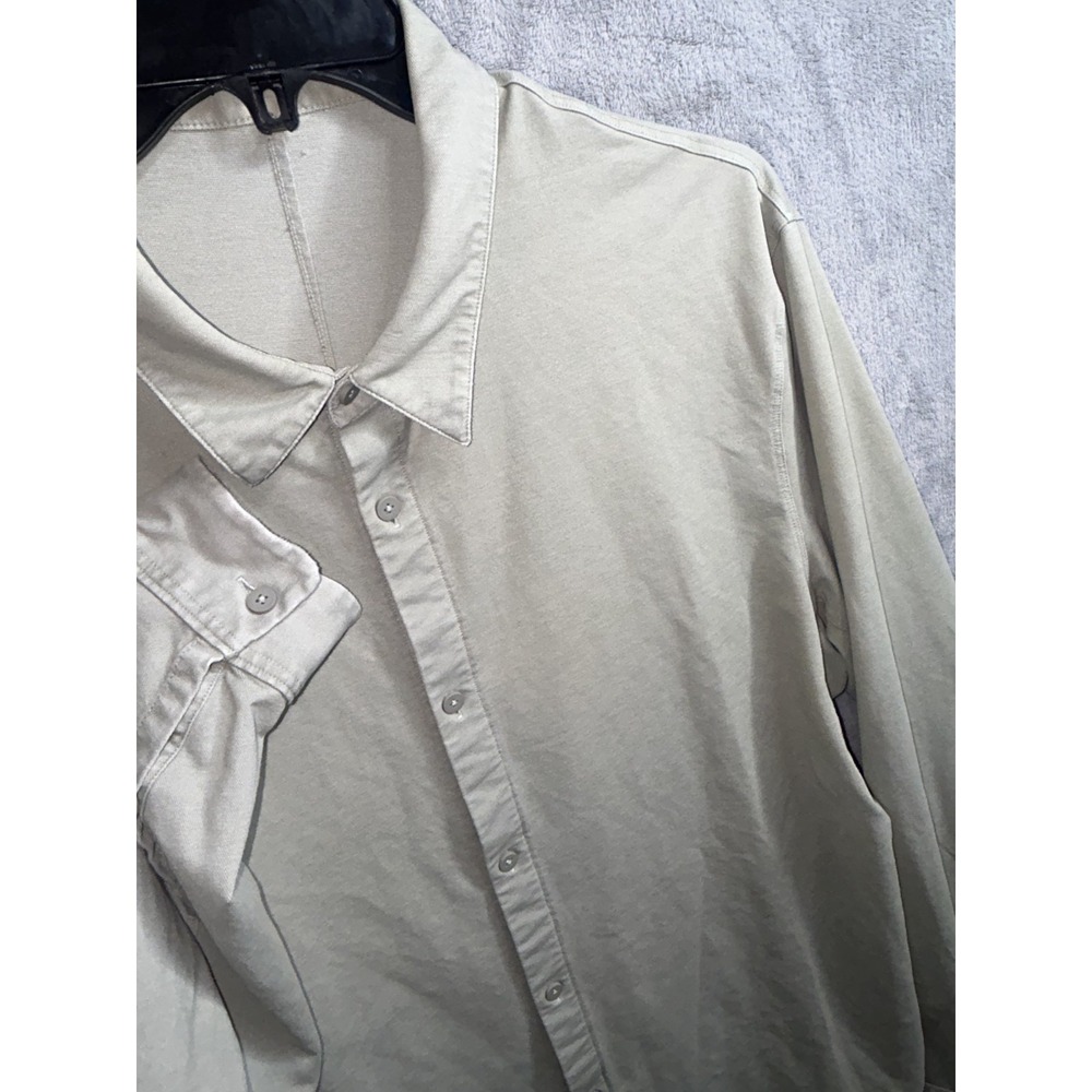 Lululemon Commission Shirt Mens 2XL Olive Long Sleeve Performance Stretch Button